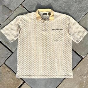 Y2K Light Yellow/Cream Pattern Polo